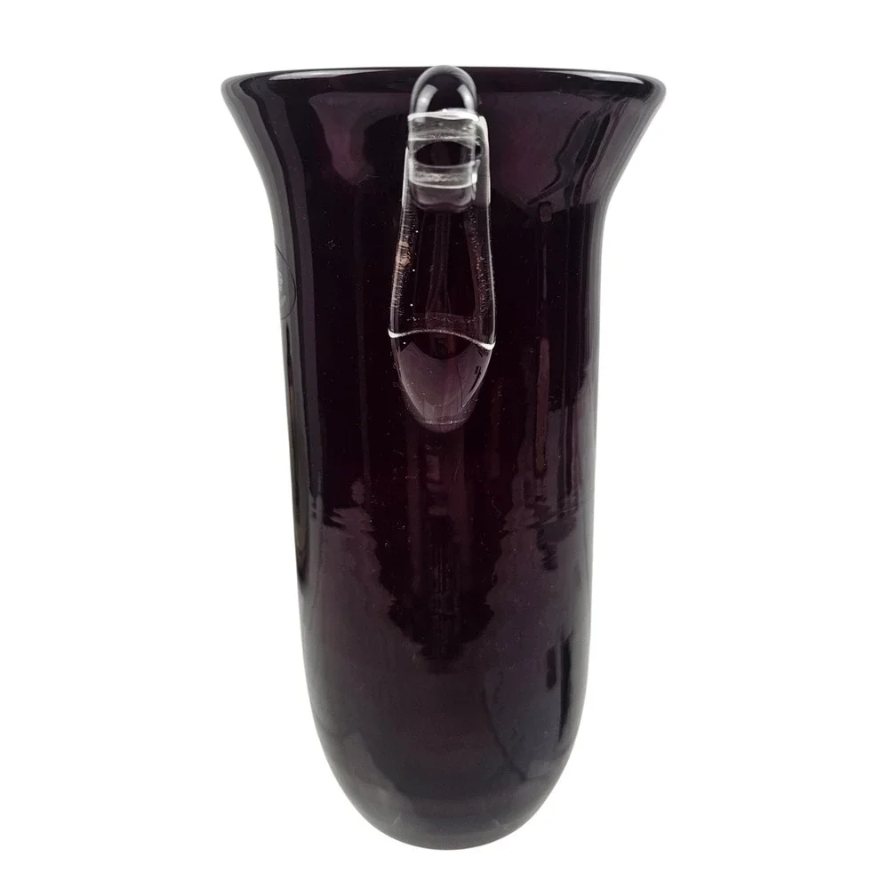 Blenko Millennium II Amethyst Purple Glass Vase Scrolled Handles Ltd 1812/2000